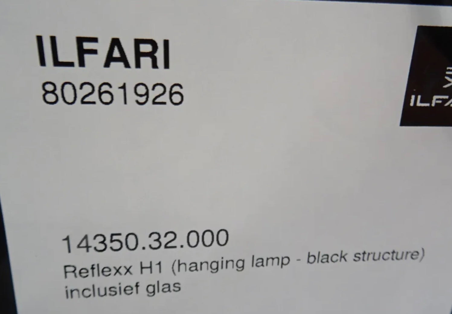 Ilfari Reflexx H1 Hanglamp Black Structure Clear Glass