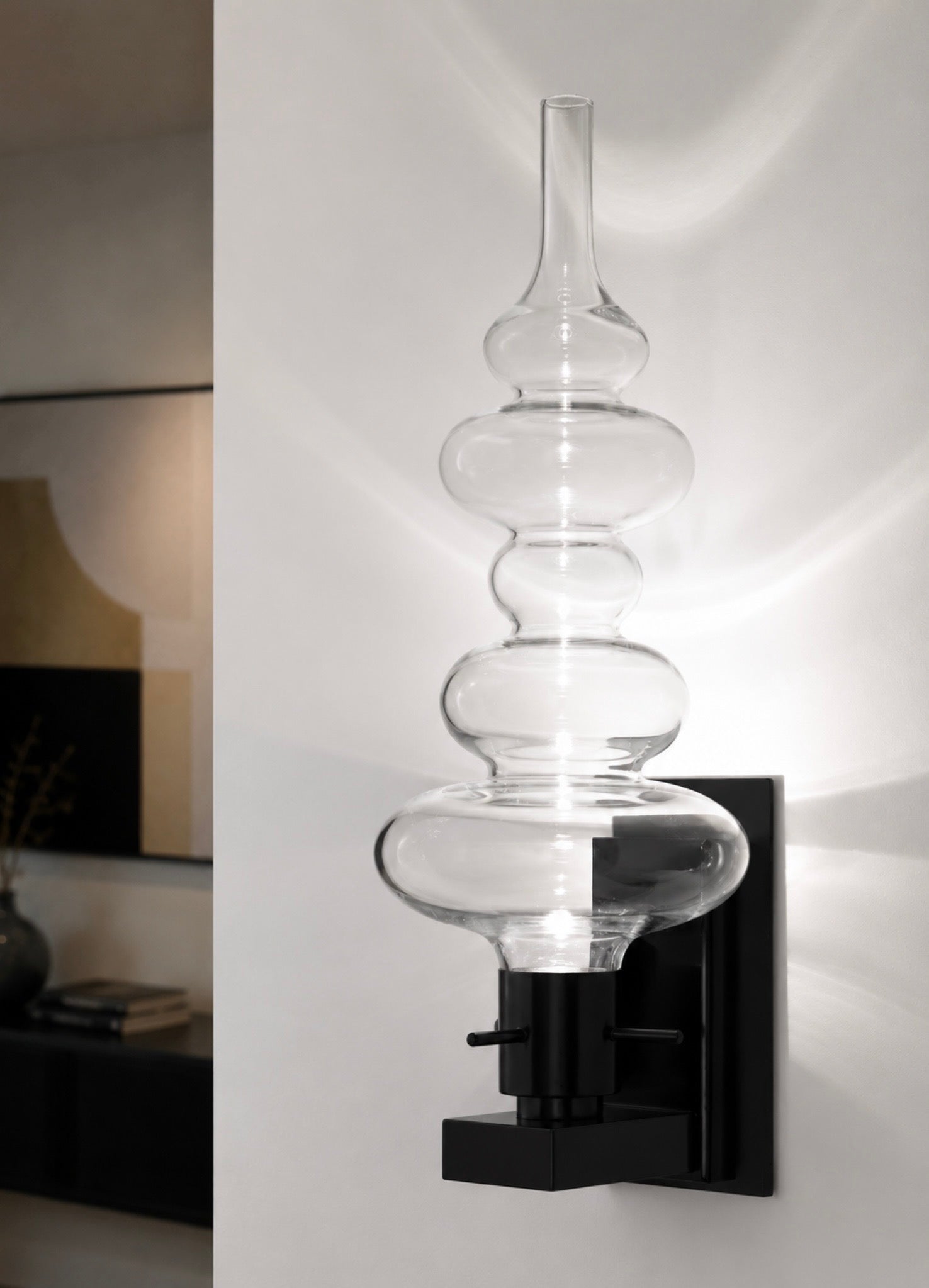 Ilfari Reflexx W1 Wandlamp Black Structure Clear Glass