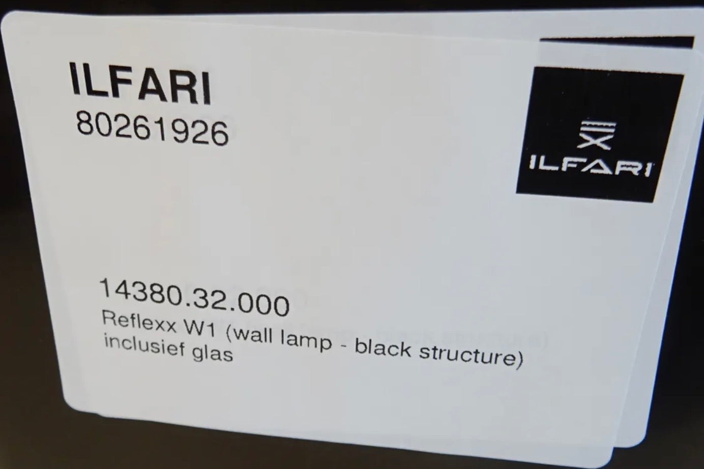 Ilfari Reflexx W1 Wandlamp Black Structure Clear Glass