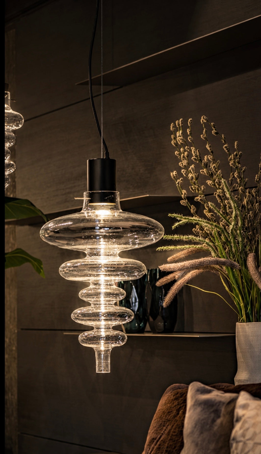 Ilfari Reflexx H1 XXL Hanglamp Black Structure Clear Glass