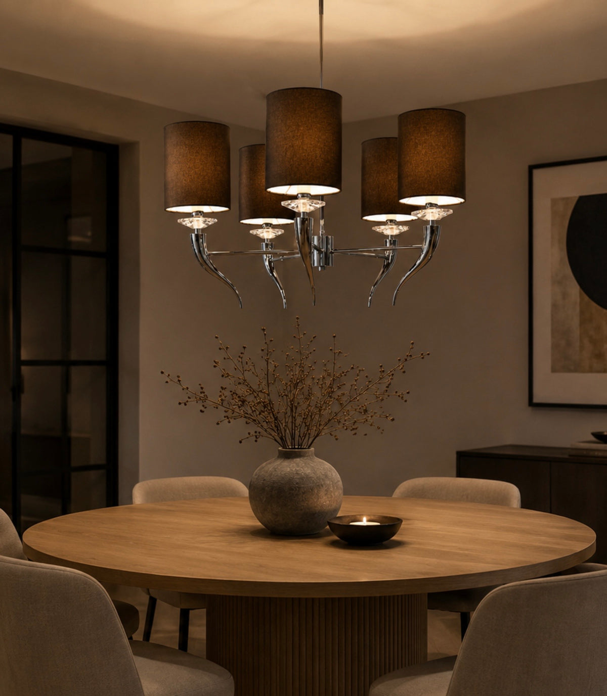 Ilfari Loving Arms H5 Hanglamp Chrome Bruine Kappen