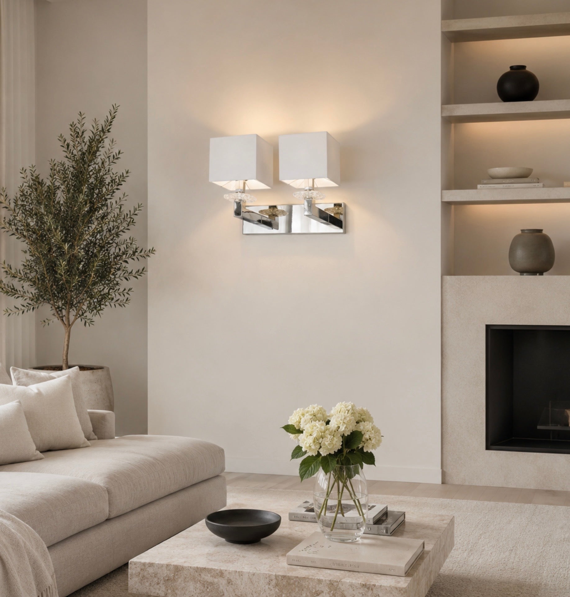 Ilfari Swinging Ballet W2 Wandlamp Chrome Witte Kappen