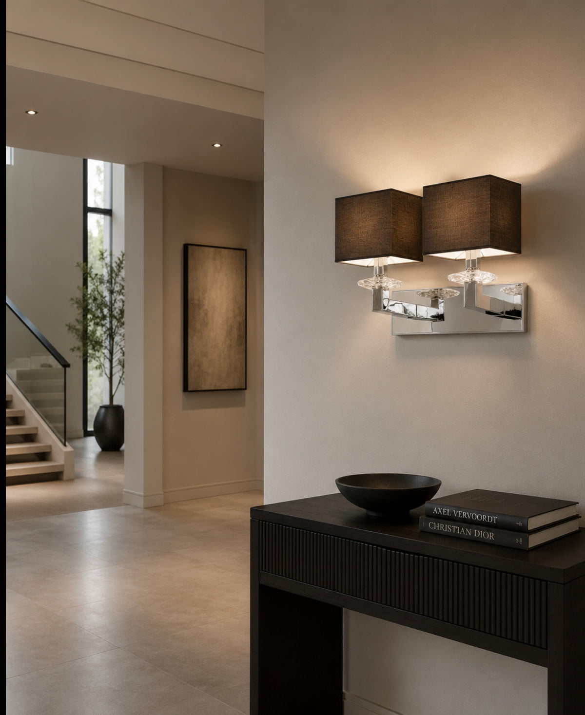 Ilfari Swinging Ballet W2 Wandlamp Chrome Bruine Kappen