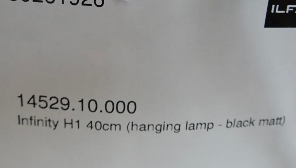 Ilfari Infinity H1 Hanglamp Mat Zwart 40 cm twv € 550,00 nu voor € 145,00!