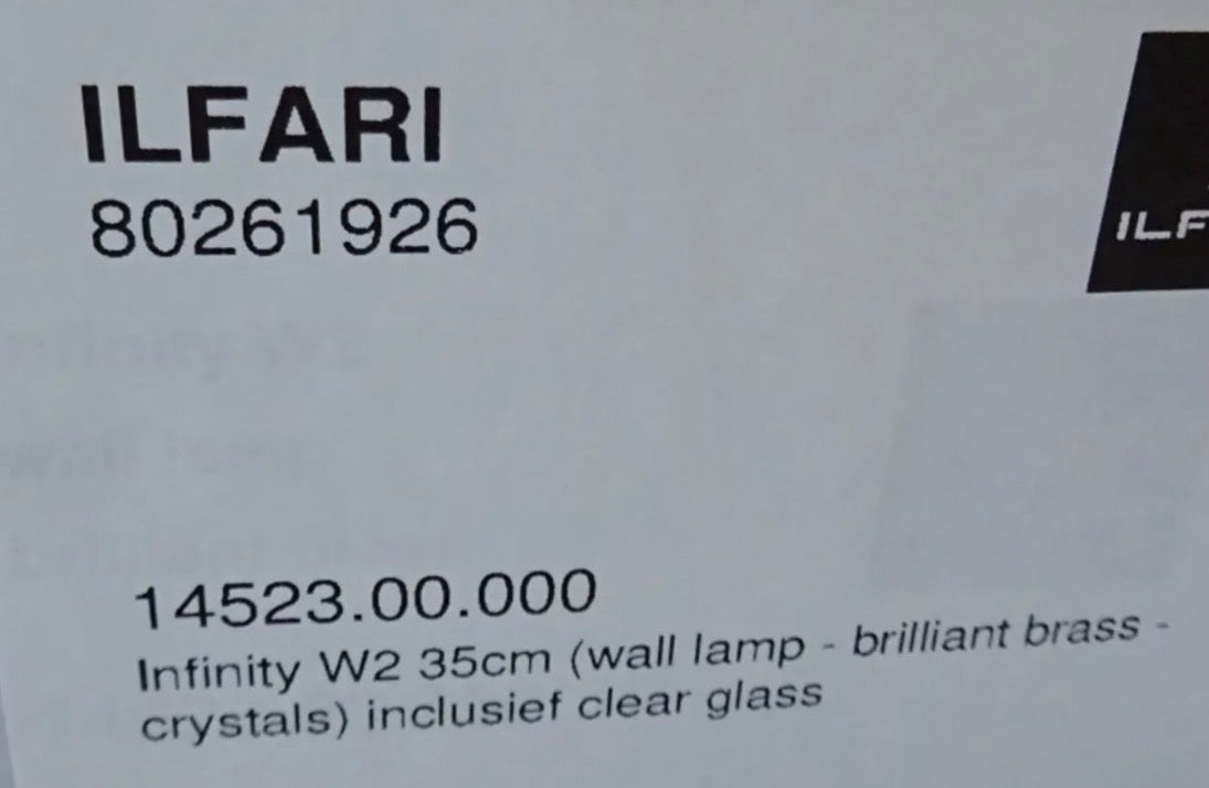 Ilfari Infinity W2 Wandlamp Brilliant Brass twv € 875,00 nu voor € 250,00!