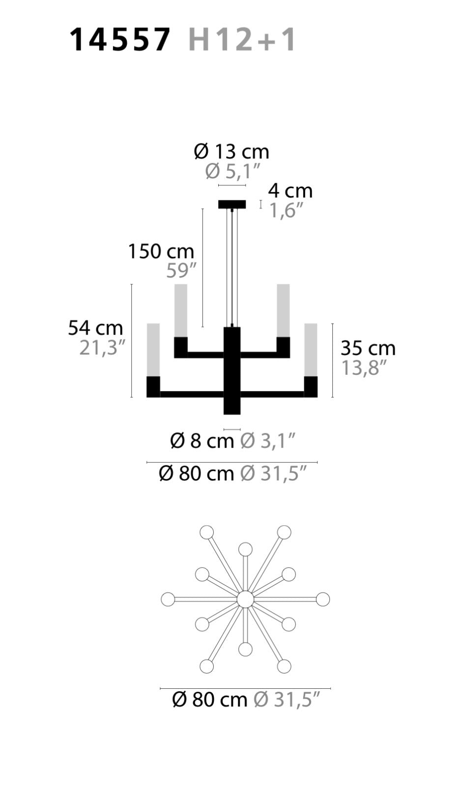 Ilfari Infinity H12+1 Hanglamp Zwart