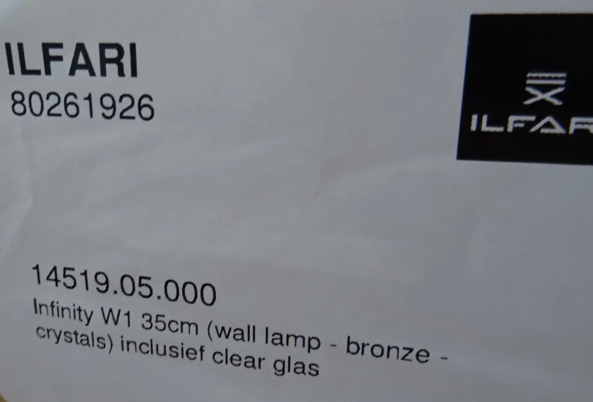 Ilfari Infinity W1 Wandlamp Brons twv € 690,00 nu voor € 225,00!