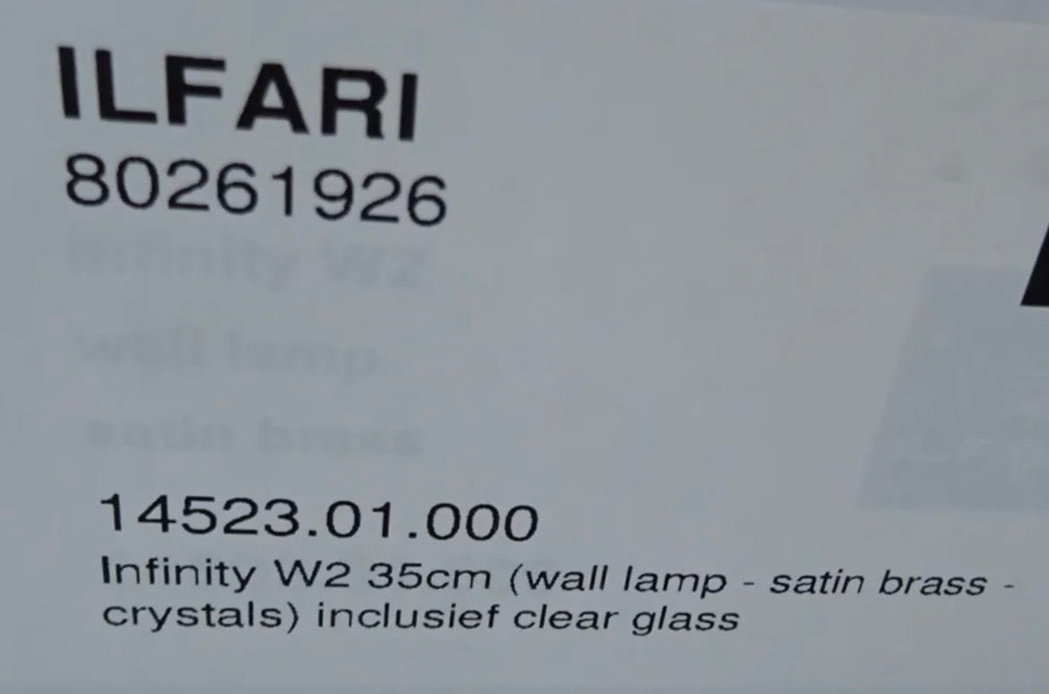 Ilfari Infinity W2 Wandlamp Satin Brass twv € 875,00 nu voor € 275,00!