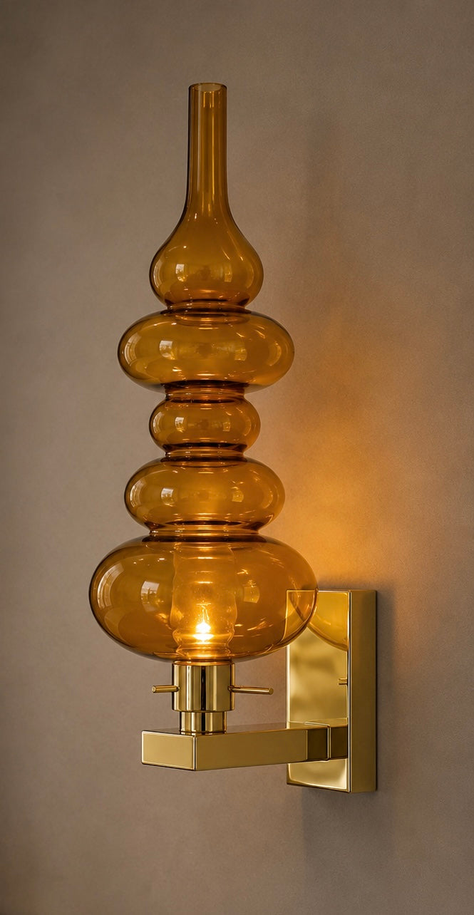 Ilfari Reflexx W1 Wandlamp Brilliant Brass Gold Glass