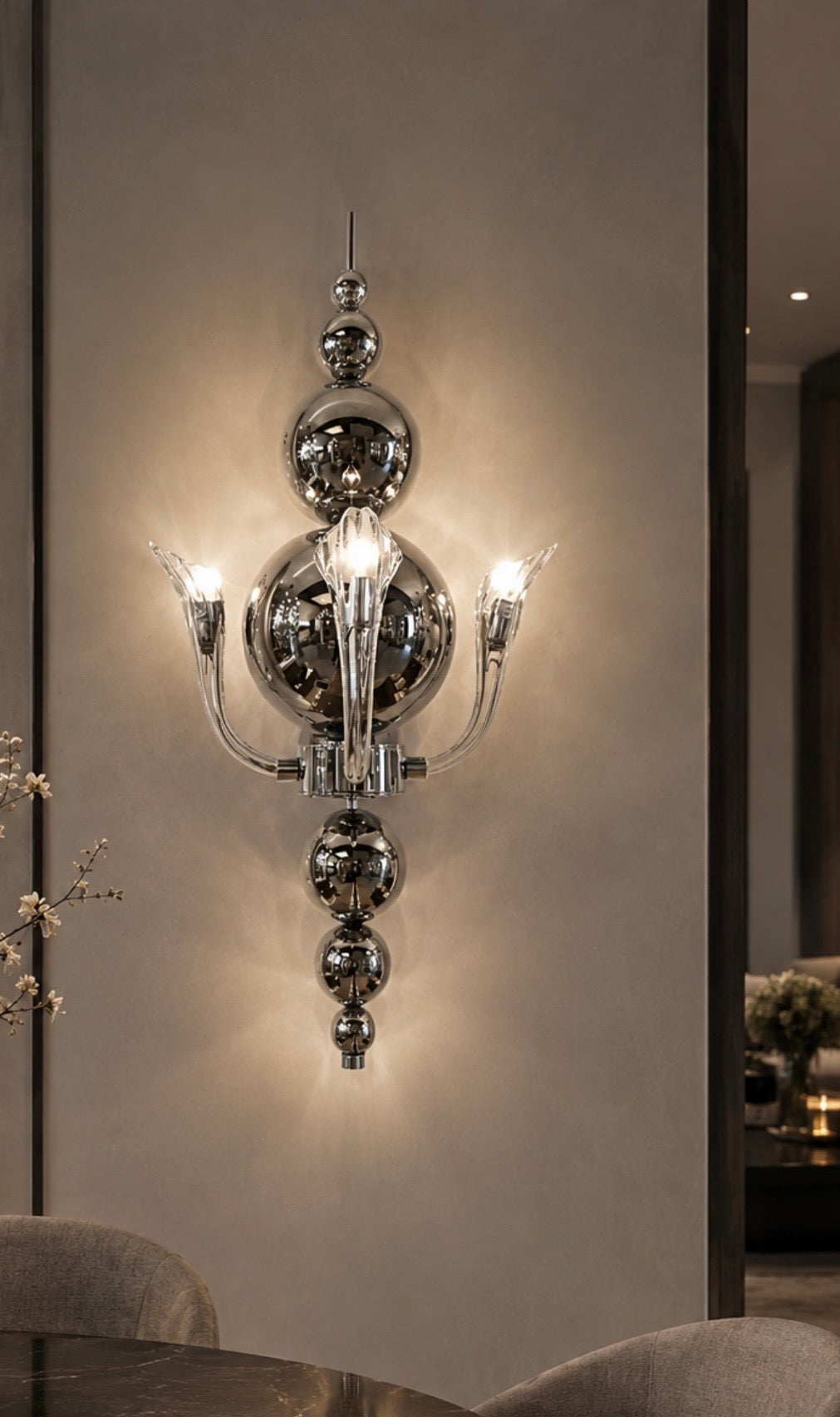 Ilfari Tears from Moon W3 Wandlamp Chrome Silver Glass