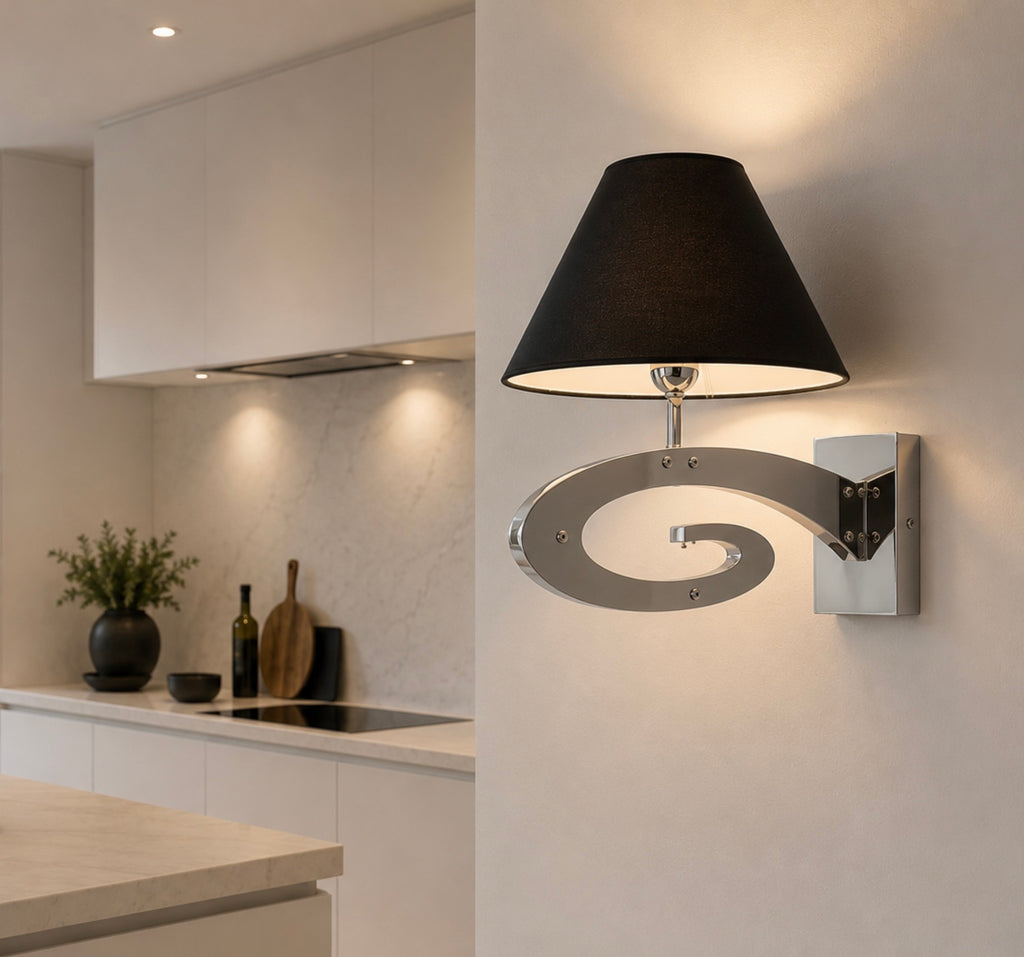 Ilfari Lazy Sunday W1 Wandlamp Chrome Zwarte Kap